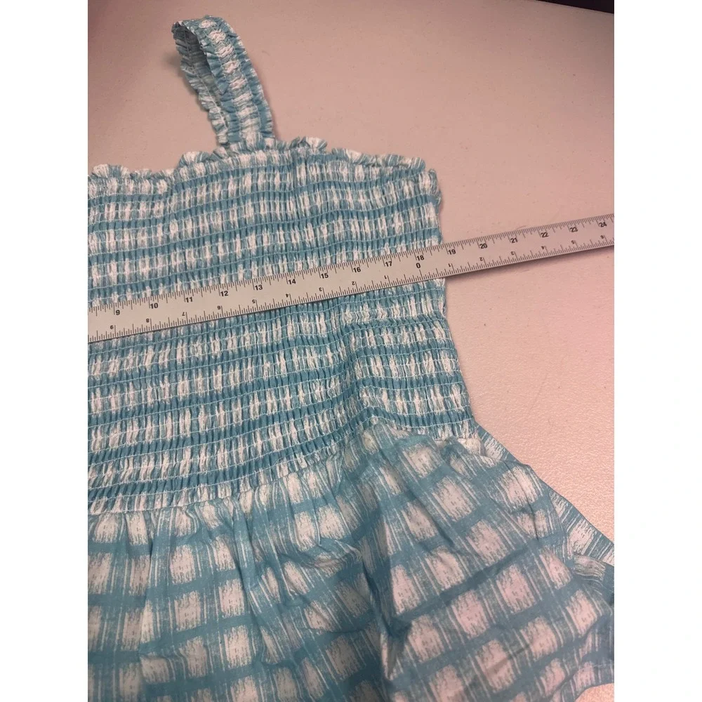 Candace Cameron Bure Blue Gingham Smocked Peplum Tank Top 1X Cotton Sleeveless - Picture 3 of 6